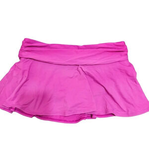 Lands end plus size swimsuit skirt bottoms solid pink ruching waist size 16W